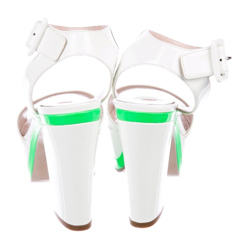COPY - MIU MIU by Prada White and Green Platforms - Picture 4 of 5